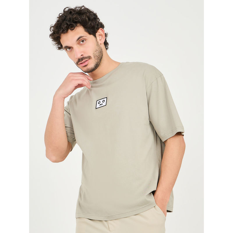 Styli Elevate Men's Oversized Solid Crew Neck Short Sleeve T-Shirt (S)
