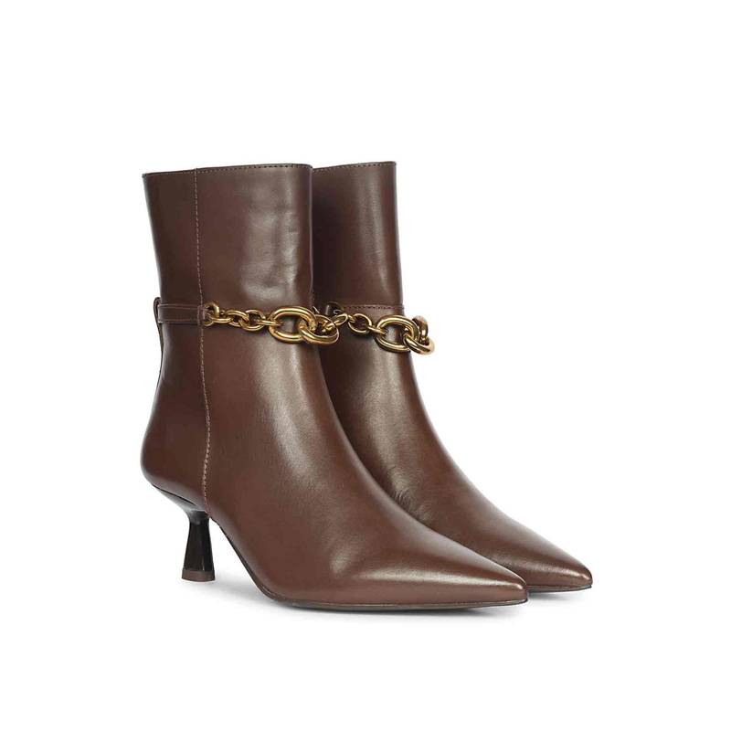 Saint G Womens Chain Embellished Brown Leather Casual Boots (EURO 36)