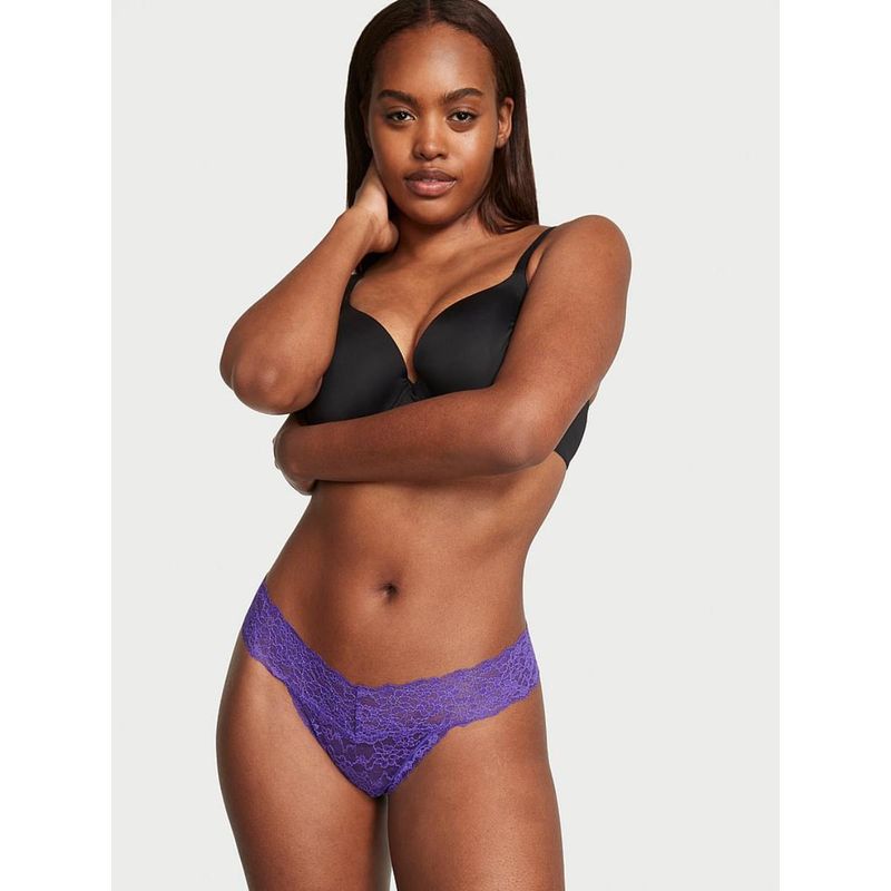Victoria's Secret Purple The Lacie Posey Lace Lace-Up Thong Panty (S)