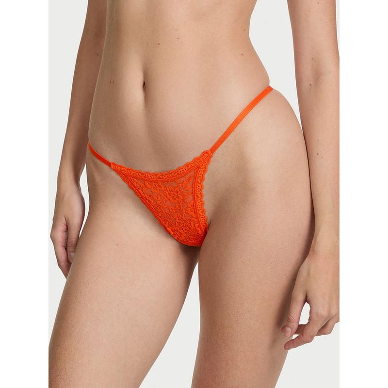 Victoria's Secret Orange The Lacie Blossom Lace String Thong Panty (XS)