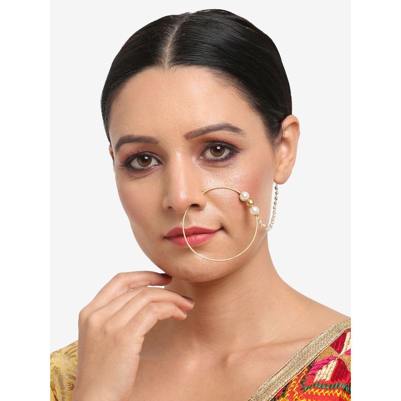 Buy RUBY RAANG STUDIO Dusk Dew Pearl & Gold Nose Ring Online