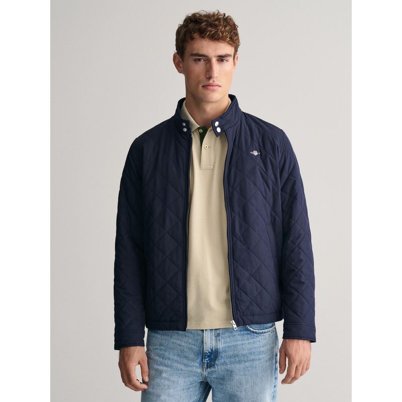 GANT Men Navy Blue Solid High Neck Full Sleeves Quilted Jacket (S)