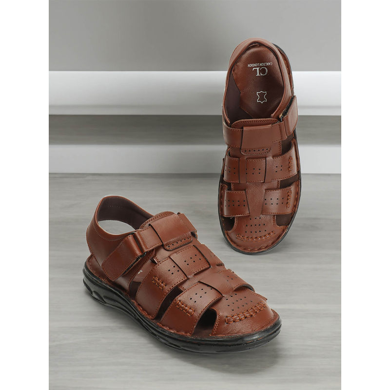 Buy Carlton London Textured Brown Sandals online