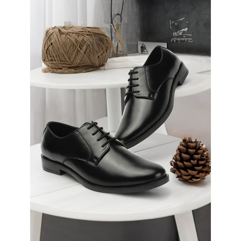 Carlton London Mens Stylish Black Color Formal Lace-Ups Leather Oxfords (EURO 41)