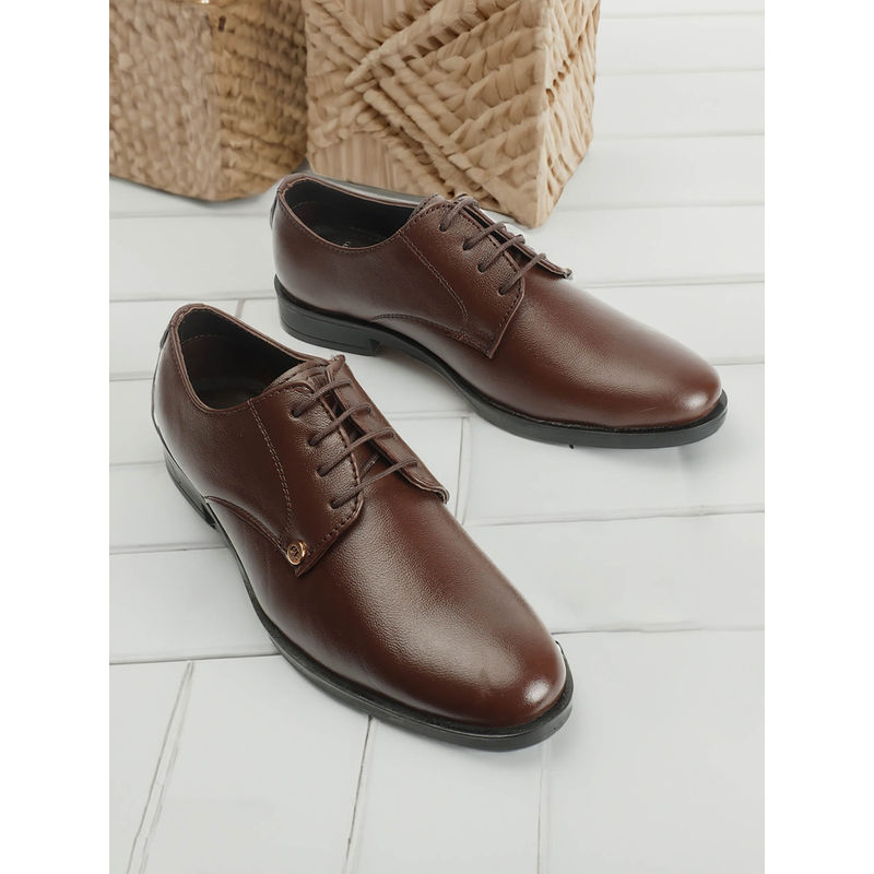 Carlton London Mens Stylish Brown Color Formal Lace-Ups Leather Oxfords (EURO 40)
