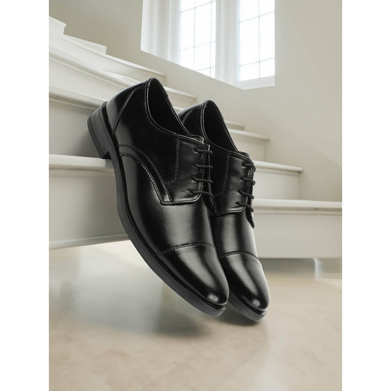 Carlton London Mens Stylish Black Color Formal Lace-Ups Leather Oxfords (EURO 40)