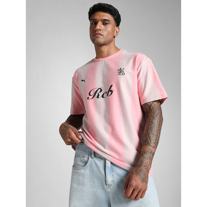 Puma x RCB Men Pink Retro Striper T-Shirt (2XL)