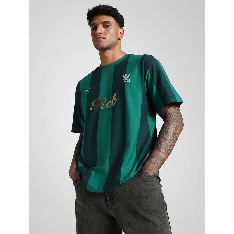 Puma x RCB Men Green Retro Striper T-Shirt (L)