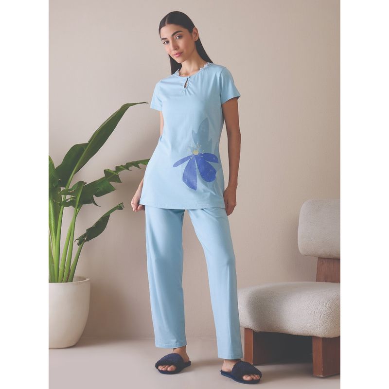 Sweet Dreams Women Solid Pyjama with Top (Set of 2) (S)