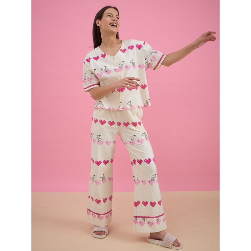 Sweet Dreams Women Printed Pyjama with Top (Set of 2) (M)