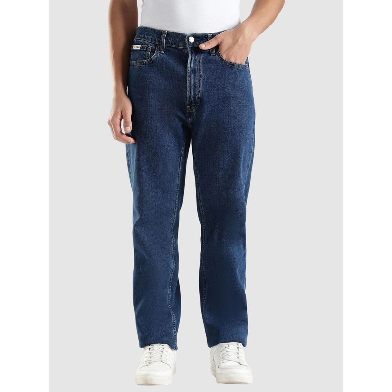 Calvin Klein Blue Straight Fit Mid Rise Jeans (32)