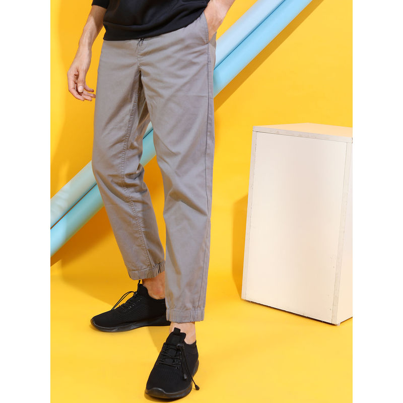HIGHLANDER Men Grey Slim Fit Easy Wash Joggers (34)