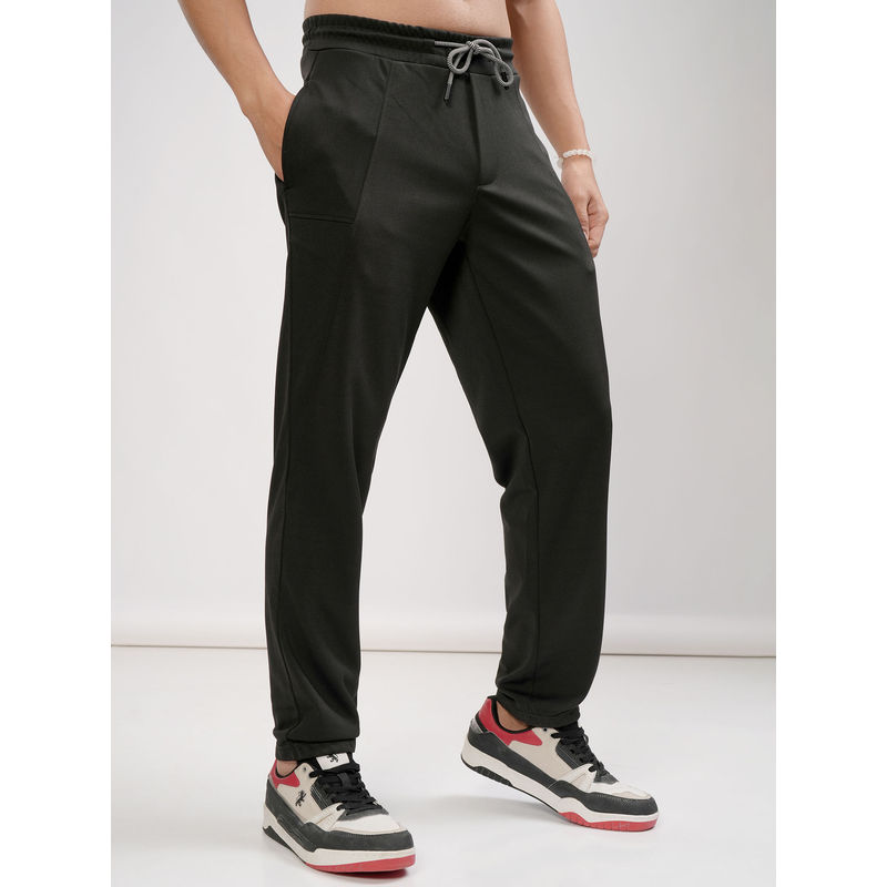 HIGHLANDER Men Black Regular Fit Structured Knitted Track Pant (34)