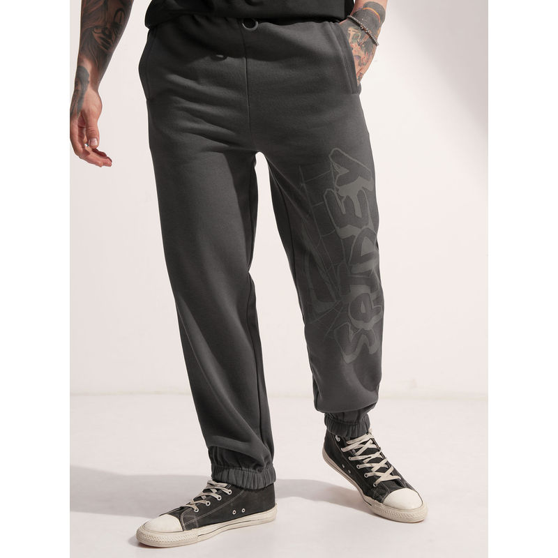 HIGHLANDER Marvel Men Grey Elasticated Print Loose Fit Joggers (34)