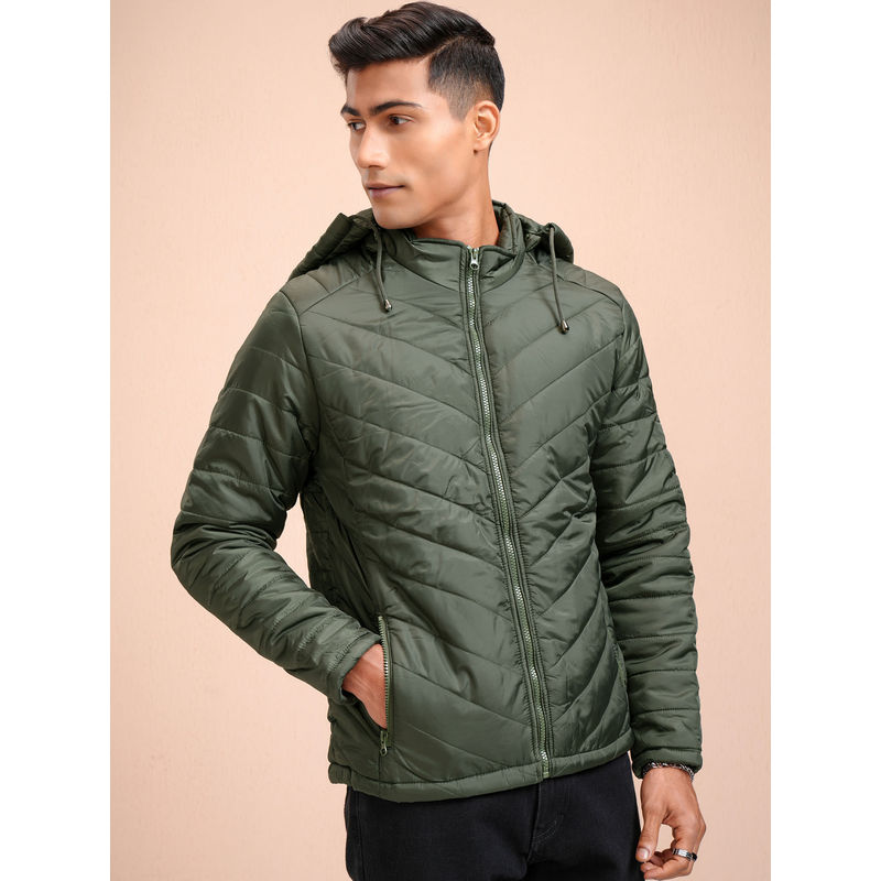 LOCOMOTIVE Men's Green Puffer Jacket (L)