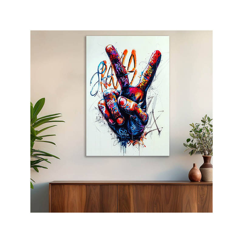 Dekorstation Victory Singh Urban Vibes Peace Graffiti Street Art Painting (16x20 inches)