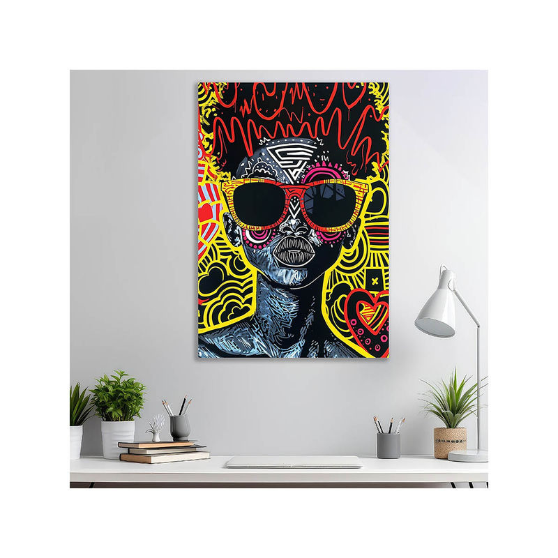 Dekorstation Urban Vibes Colorful African Lady Face Art Canvas Painting (16x20 inches)