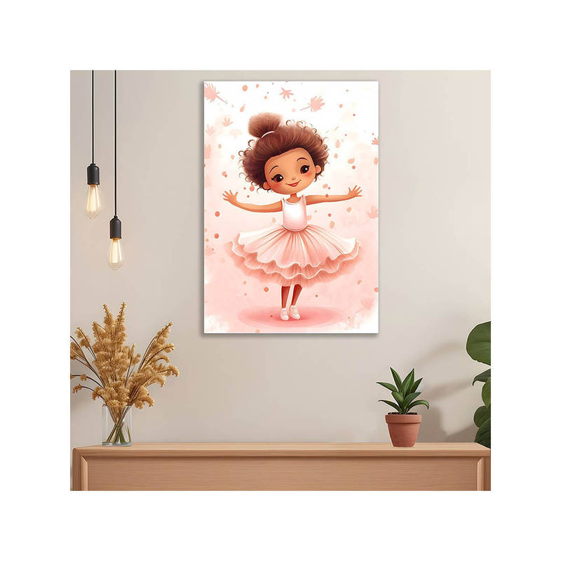 Dekorstation Joyful Little Ballerina Whimsical Kids Ballet Wall Painting (16x20 inches)