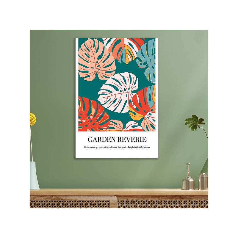 Dekorstation Tropical Monstera Leaf Wall Painting Colorful Botanical Print (16x20 inches)