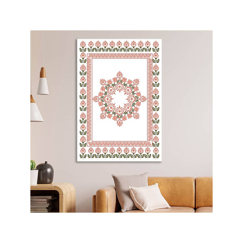 Dekorstation Floral Mandala Canvas Wall Painting Vintage Inspired Botanical Pattern (16x20 inches)