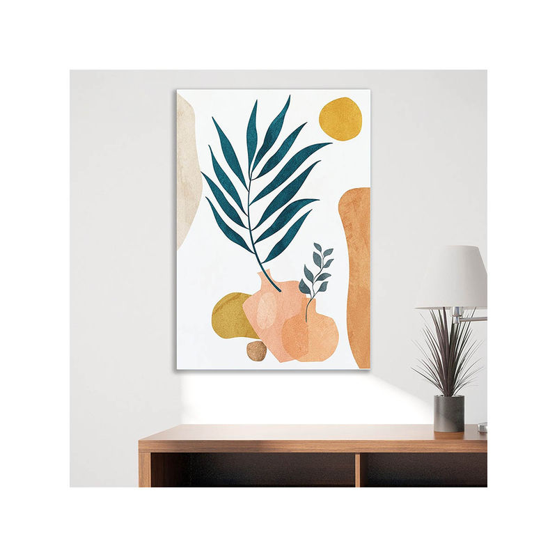 Dekorstation Leaf & Vase Boho Painting Botanical Abstract Minimalist Wall Art (16x20 inches)