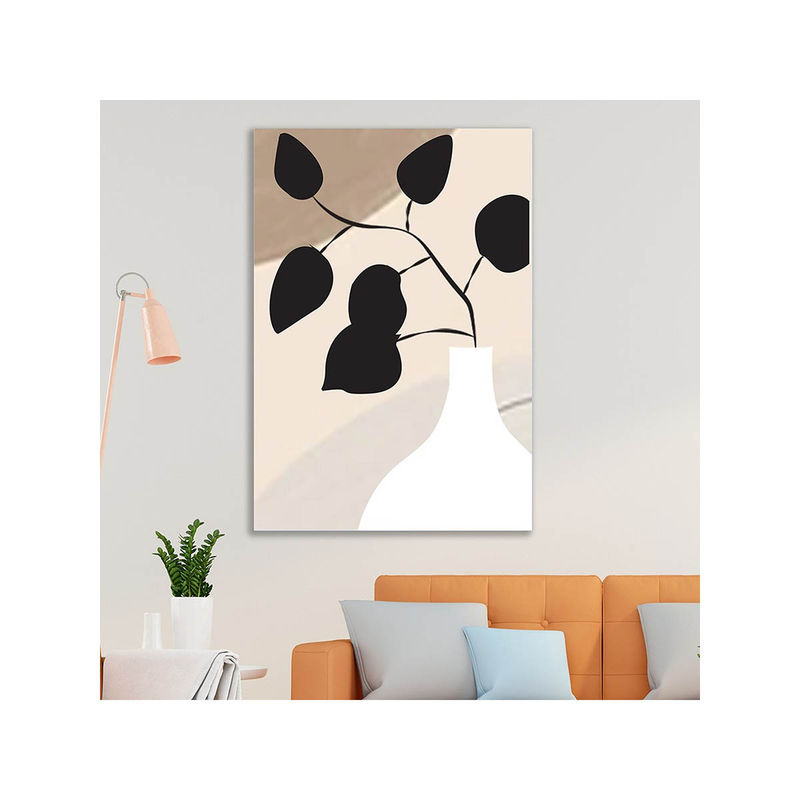 Dekorstation Modern Leaf Abstract Botanical Canvas Wall Painting (16x20 inches)