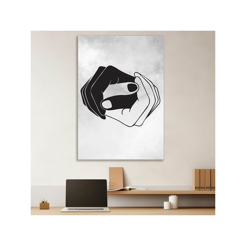 Dekorstation Abstract Hands Symbol Of Unity & Connection In Monochrome Painting (16x20 inches)