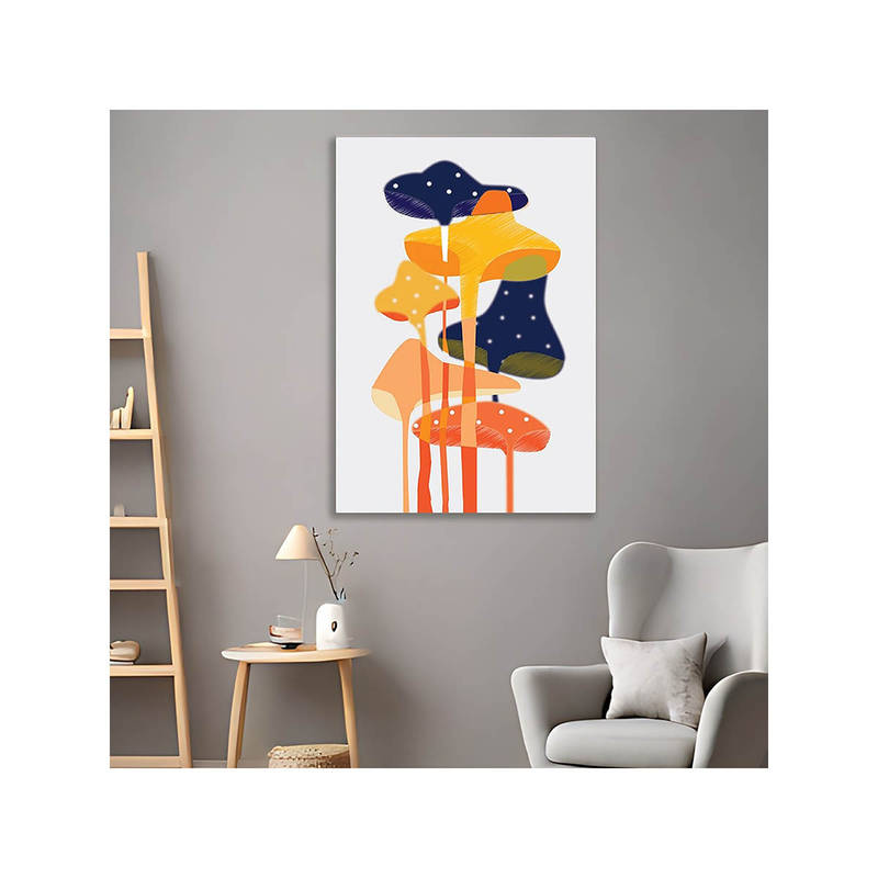 Dekorstation Abstract Mushrooms Wall Painting Modern Nature Inspired Painting (16x20 inches)