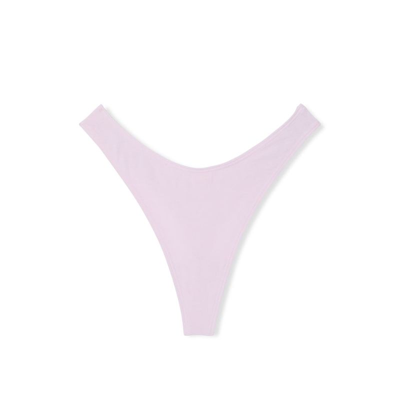 Victoria's Secret Stretch Cotton Scoop High-Leg Thong Panty - Lavender (S)