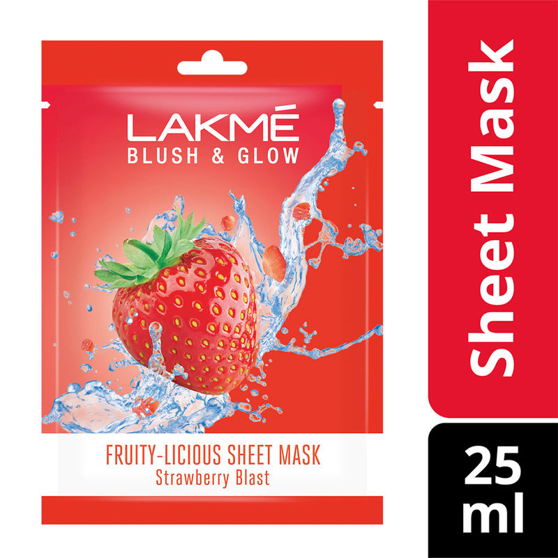 Lakme Blush & Glow Strawberry Sheet Mask Fruit Facial Like Glow
