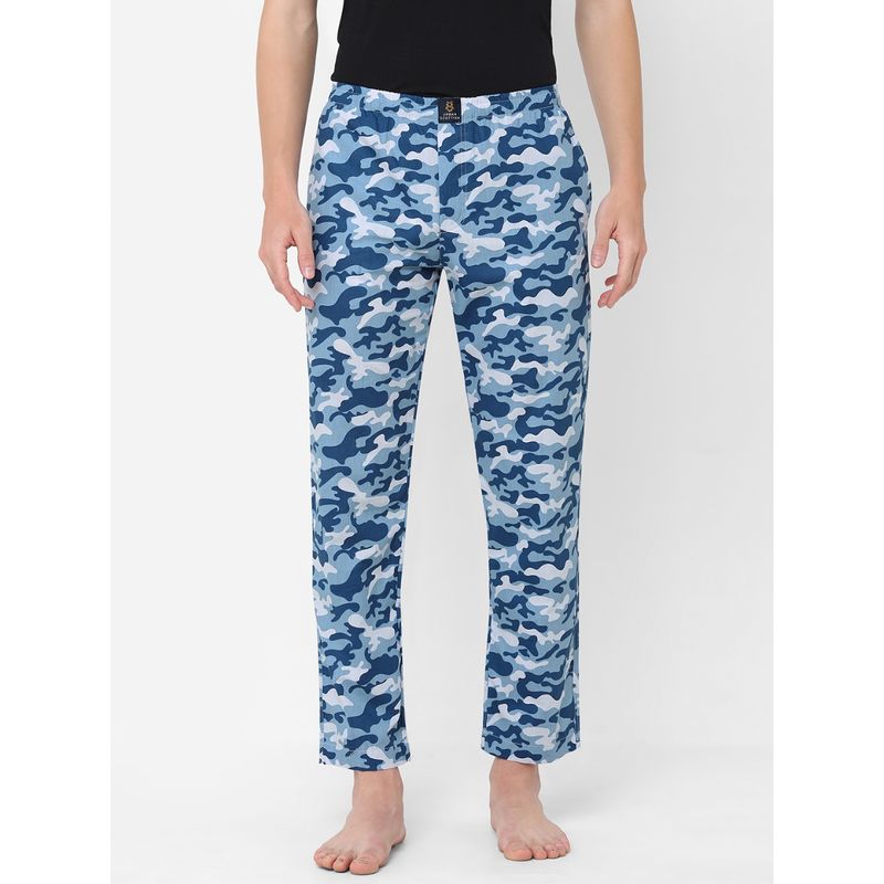 Urban Scottish Mens Camouflage Printed Cotton Pyjamas Blue (S)