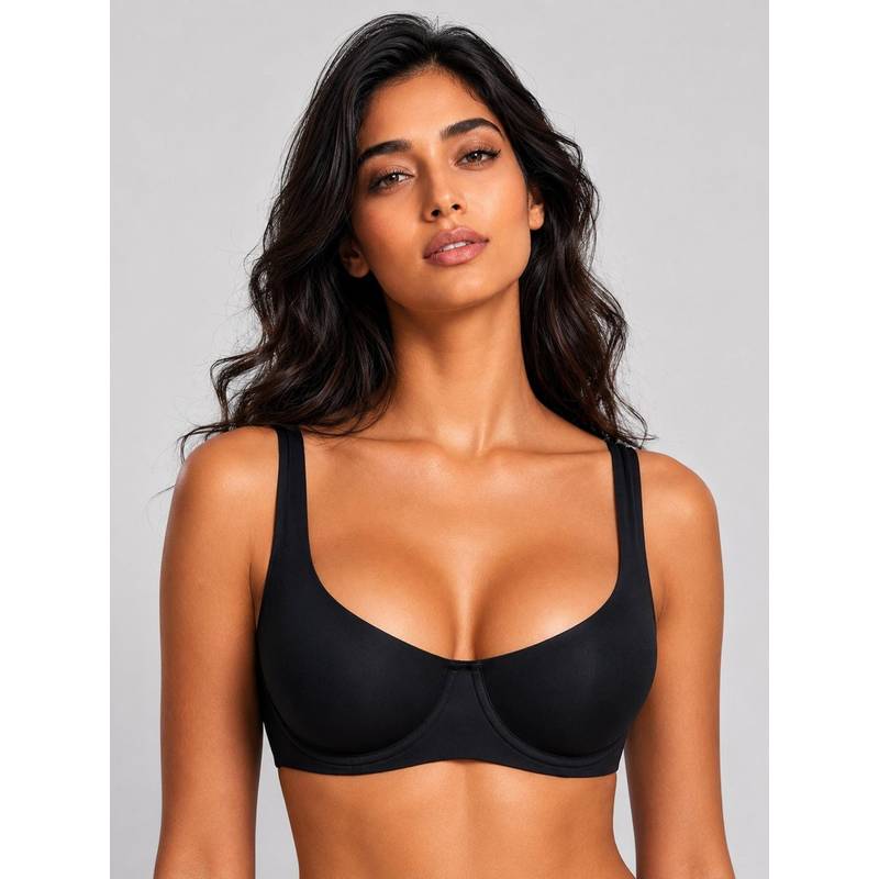 Shop The Edit Black Push-Up Underwire Bra for Women (44E)