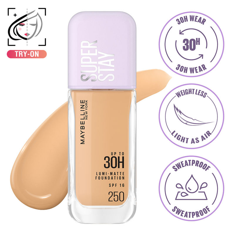 Maybelline New York Super Stay Lumi Matte Liquid Foundation, 250, 30 HR