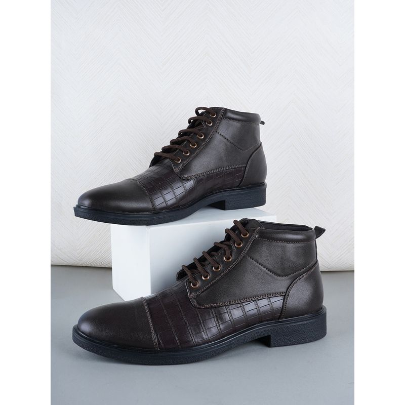 Carlton London Brown Textured Regular Boots (EURO 41)