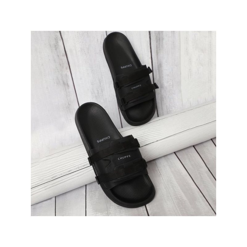Chupps Bandwidth Sliders Men Casual Sliders Black (UK 9)