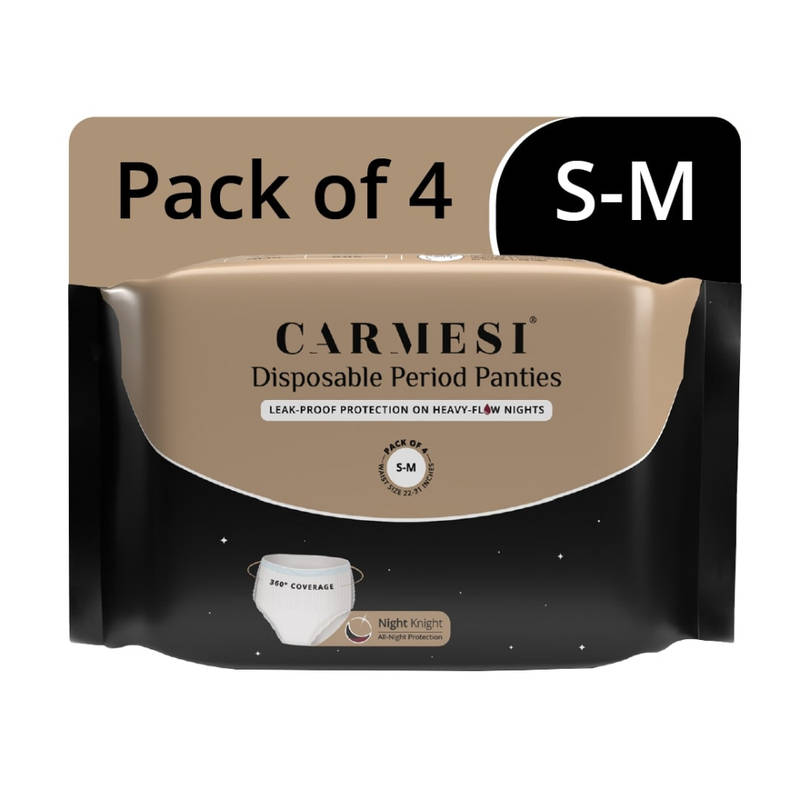 Carmesi Disposable Period Panties S-M, Leak-Proof Protection For Heavy-Flow Nights, 4 pcs