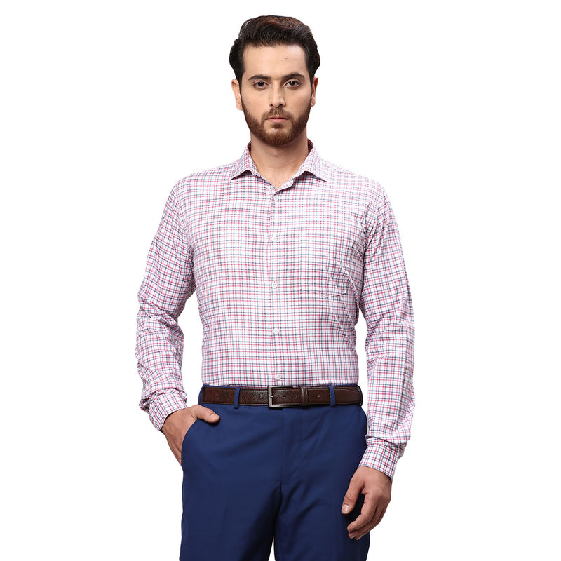 Park Avenue Slim Fit Checkered Red Formal Shirt (42)