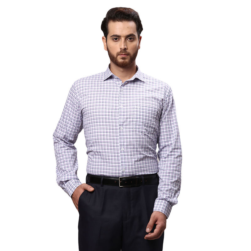 Park Avenue Slim Fit Checkered Purple Formal Shirt (39)