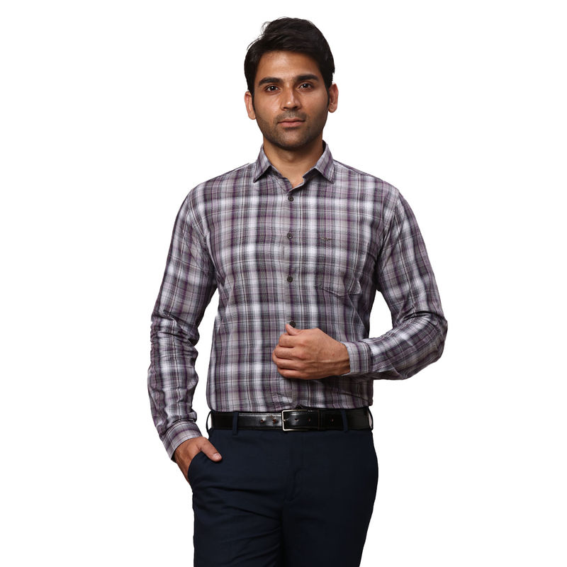 Park Avenue Slim Fit Checkered Grey Formal Shirt (39)