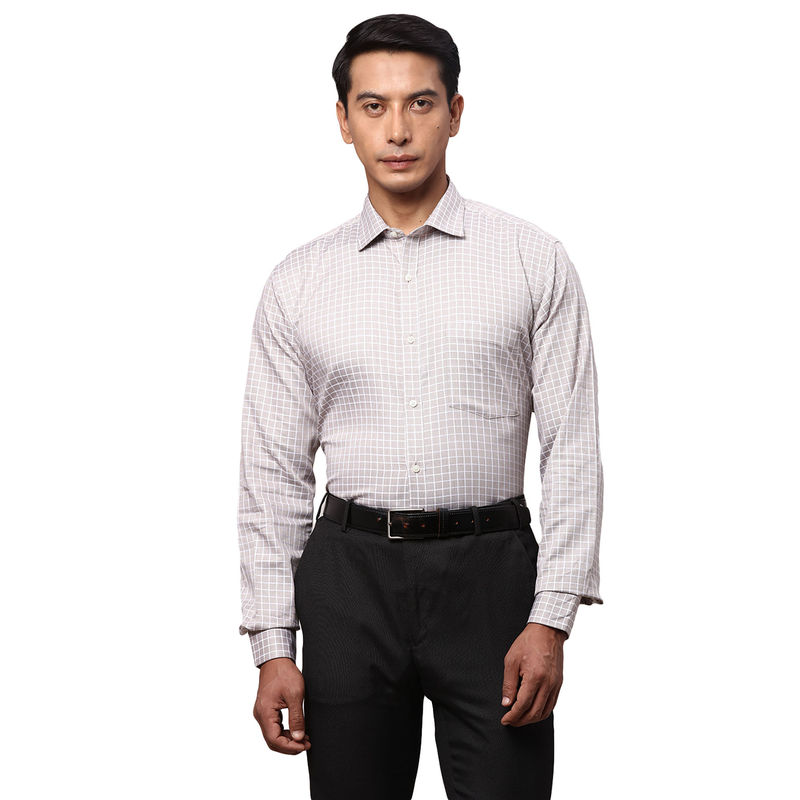 Park Avenue Slim Fit Checkered Lavender Formal Shirt (44)