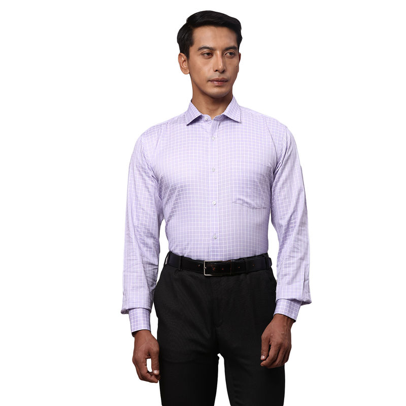 Park Avenue Slim Fit Checkered Purple Formal Shirt (39)