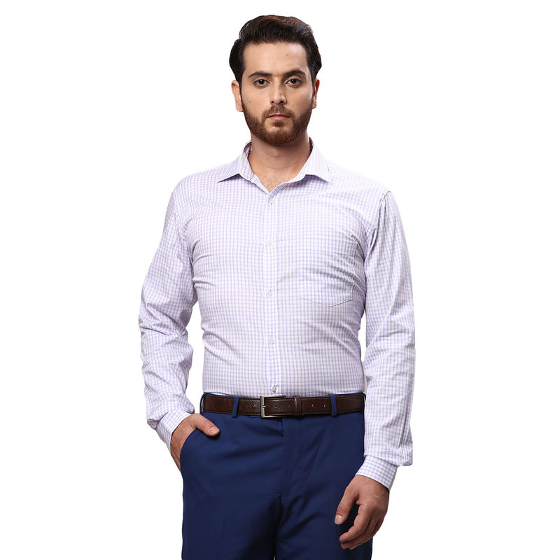 Park Avenue Slim Fit Checkered Purple Formal Shirt (44)