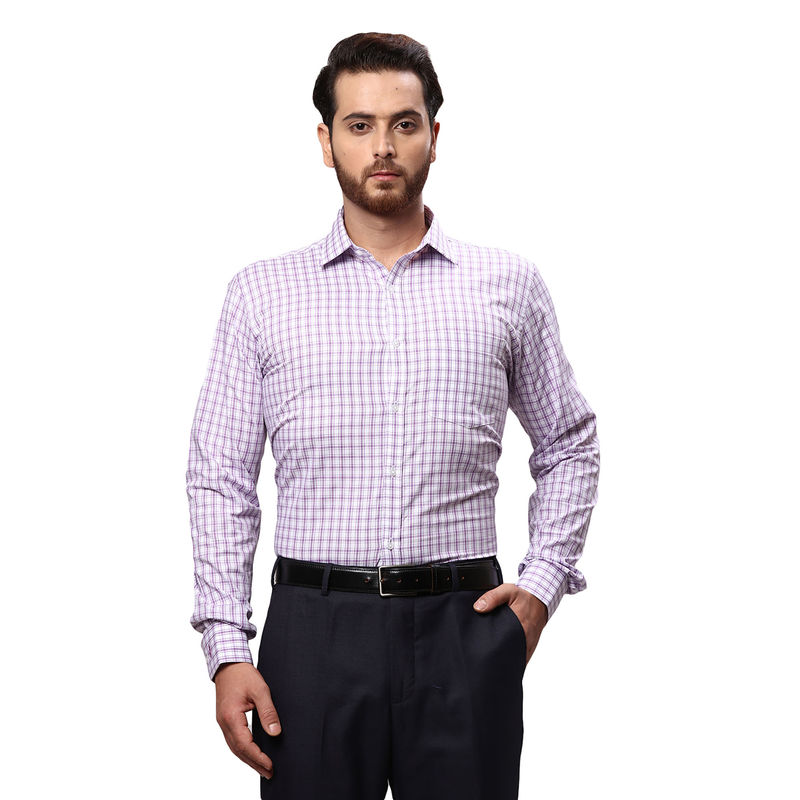 Park Avenue Slim Fit Checkered Purple Formal Shirt (39)