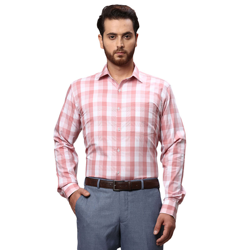Park Avenue Slim Fit Checkered Red Formal Shirt (39)
