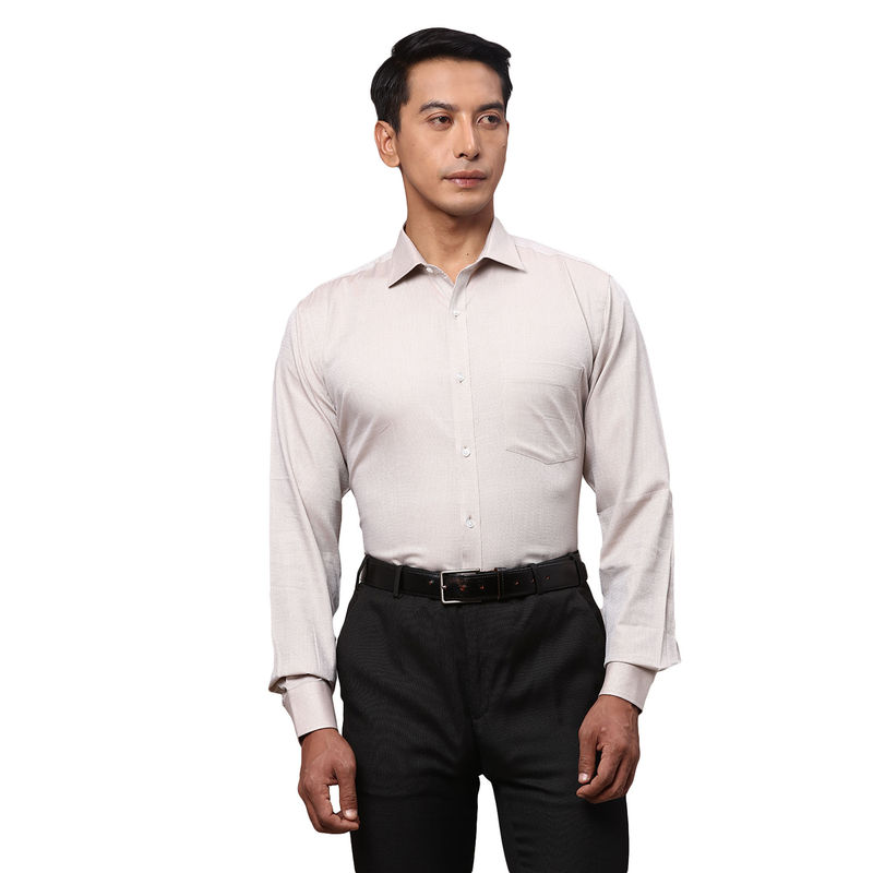 Park Avenue Slim Fit Printed Beige Formal Shirt (39)