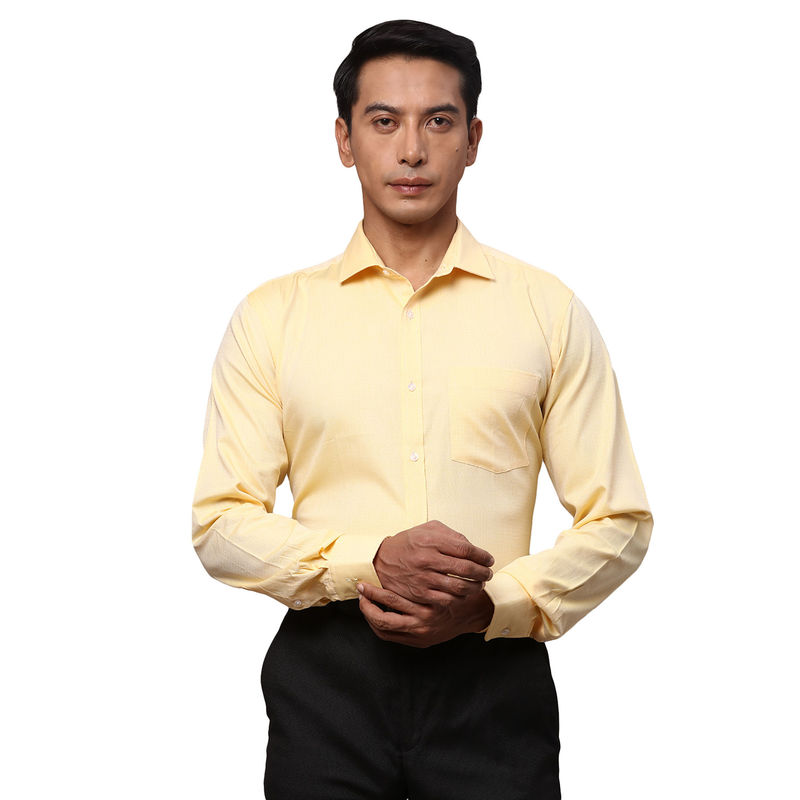 Park Avenue Slim Fit Printed Yellow Formal Shirt (39)