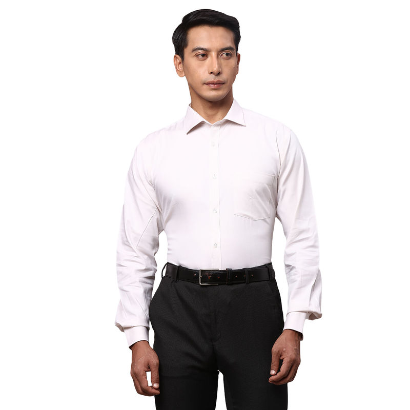 Park Avenue Slim Fit Printed Cream Formal Shirt (46)
