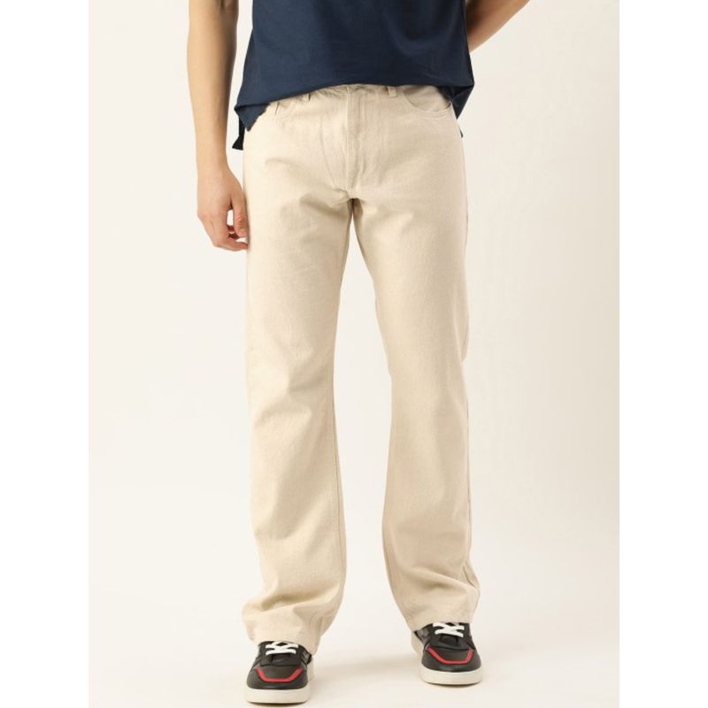 Bene Kleed Men Ecru Rigid Denim Jeans (36)