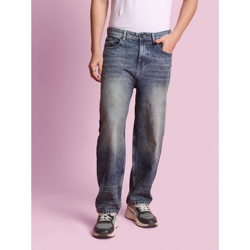 Bene Kleed Men Dark Shade Tinted Baggy Fit Jeans (36)
