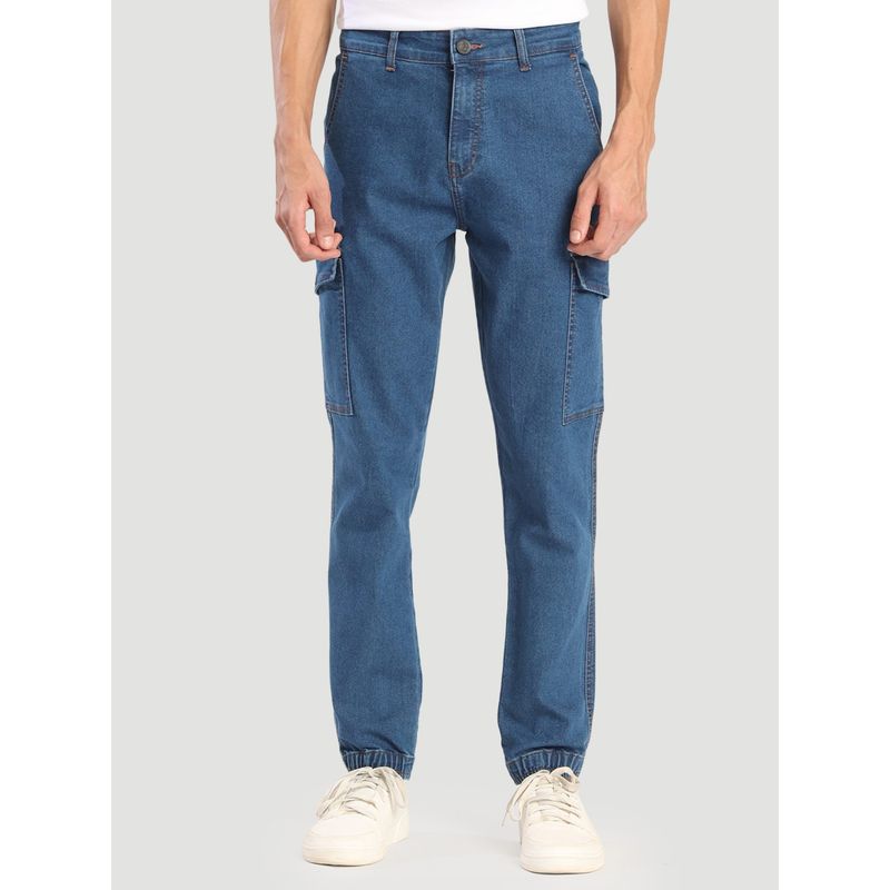 Bene Kleed Mens Blue Denim with Side Cargo Pockets Jeans (28)